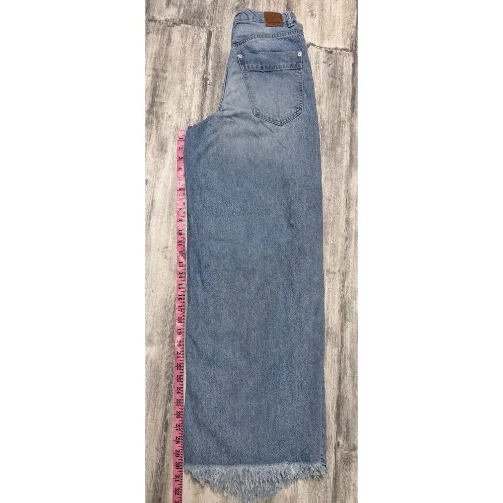 Free People We The Free High Rise Wide Leg Jeans Raw Hem Distressed 26 Boho